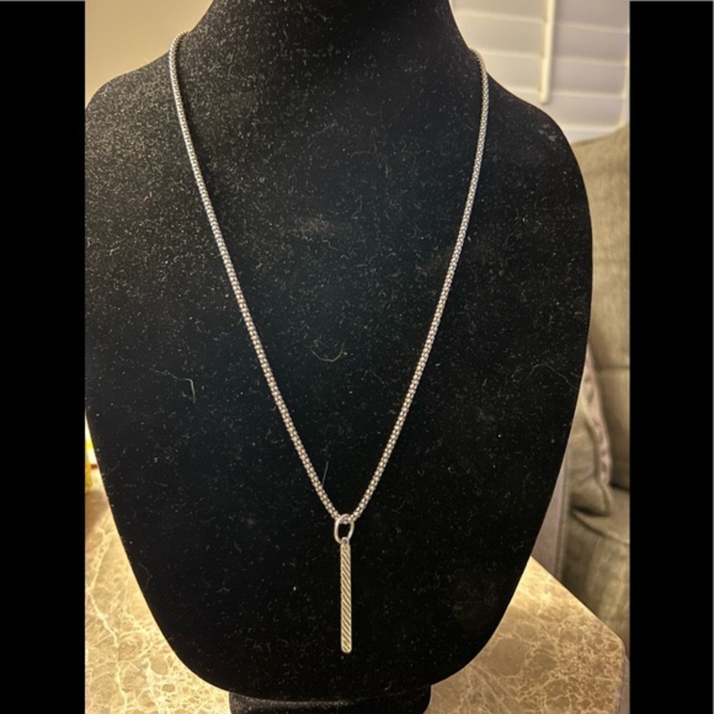 Grace&Heart Sterling Silver .925 cord necklace with bar pendant